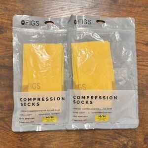 FIGS Yellow Compression Socks 2 Sets NWT